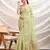 Women's mint tissue linen khatli work saree with unstitched blouse piece