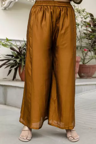 Trendmalls Art Silk Sequins Embroidery Kurta Palazzo Set with Dupatta for Women