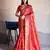 Women's rust satin digital print saree with unstitched blouse piece