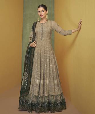 Beige Georgette Embroidery Anarkali Salwar Kameez 1