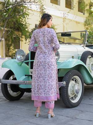 Divena light purple floral printed kurta pant with dupatta 2
