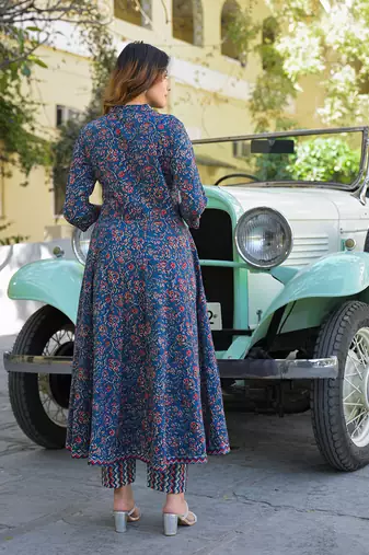 Divena multicolor floral print cotton fabric kurta  pant with dupatta