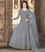 Dark-grey crystals georgette salwar