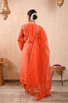 Orange silk kurta set 4