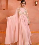 Peach georgette anarkali set