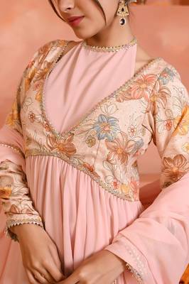Peach georgette anarkali set 3