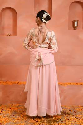 Peach georgette anarkali set 4