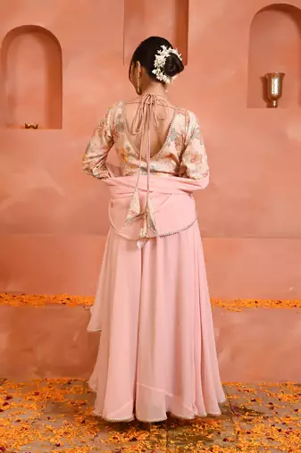 Peach georgette anarkali set