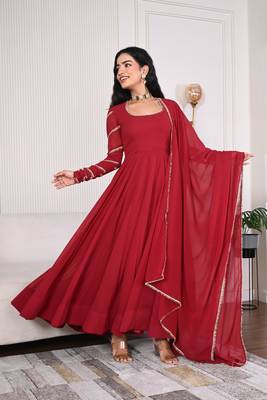 Maroon georgette anarkali set 1