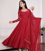 Maroon georgette anarkali set