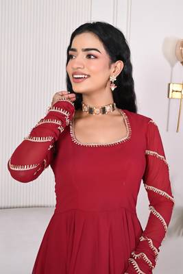 Maroon georgette anarkali set 2