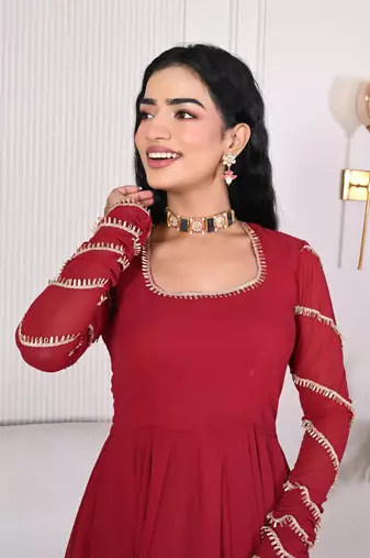 Maroon georgette anarkali set