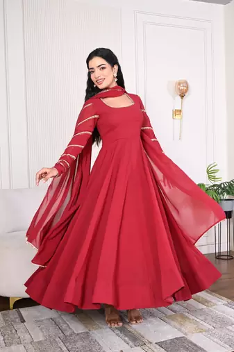 Maroon georgette anarkali set