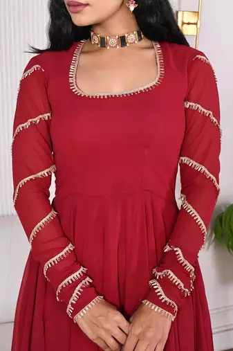Maroon georgette anarkali set