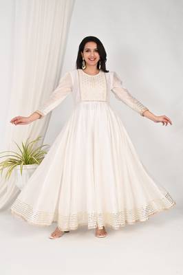White embroidered anarkali set 1