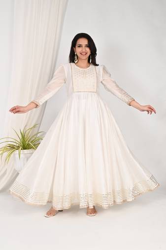 White embroidered anarkali set