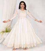 White embroidered anarkali set