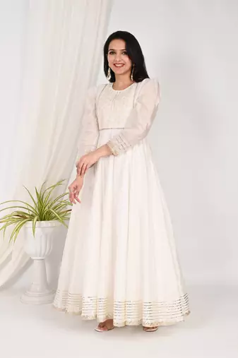 White embroidered anarkali set