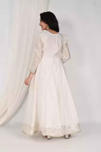 White embroidered anarkali set