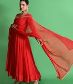 Red georgette anarkali set