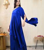 Blue one shoulder kaftan set