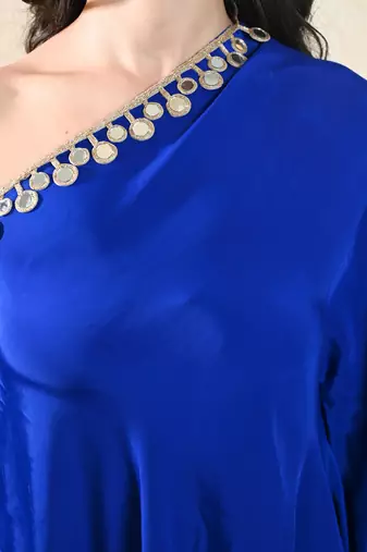 Blue one shoulder kaftan set