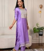 Lavender chanderi kurta set