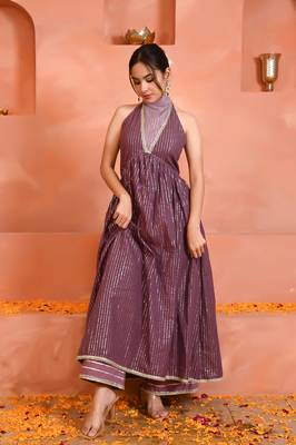 Mauve halterneck kurta set 1