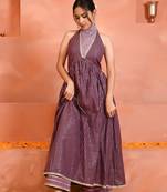 Mauve halterneck kurta set