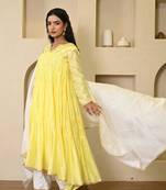 Yellow chanderi suit set