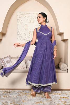 Purple lurex anarkali set 1