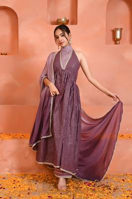 Mauve halterneck kurta set 2