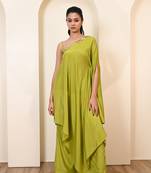 Green one shoulder kaftan set