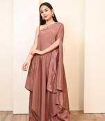 Mocha one shoulder kaftan set