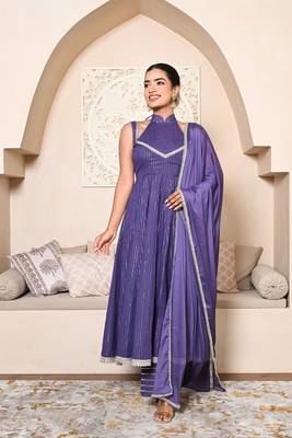 Purple lurex anarkali set 3