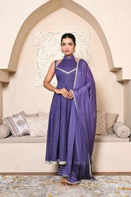 Purple lurex anarkali set 4