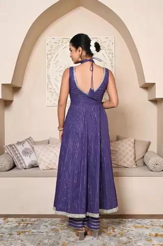 Purple lurex anarkali set