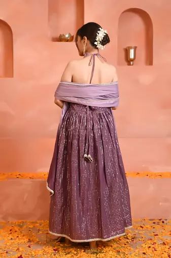 Mauve halterneck kurta set