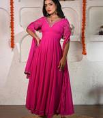 Pink georgette anarkali set