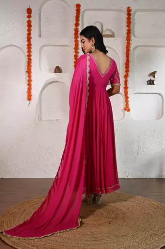 Pink georgette anarkali set