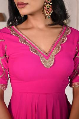 Pink georgette anarkali set 5