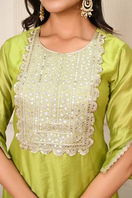 Lime green chanderi kurta set 5