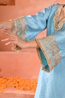 Sky blue chanderi kurta set 5