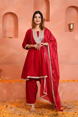 Pink velvet kurta set 1
