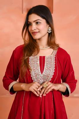 Pink velvet kurta set 2