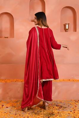 Pink velvet kurta set 5