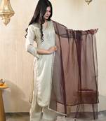 Beige georgette satin kurta set