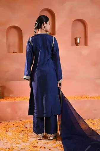 Blue silk kurta set
