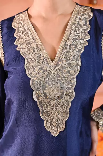 Blue silk kurta set
