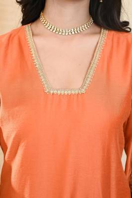 Rust orange chanderi kurta set 5
